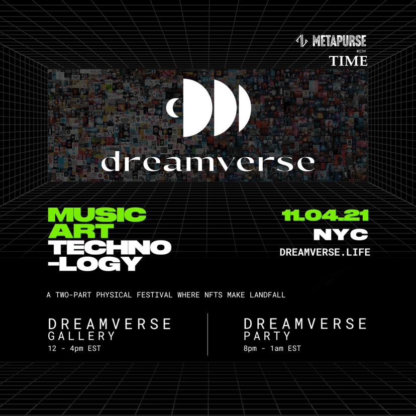 Poster of Dreamverse by Metapurse with TIME in New York, a festival of music, art and technology, where Federico Clapis showed BabyDrone